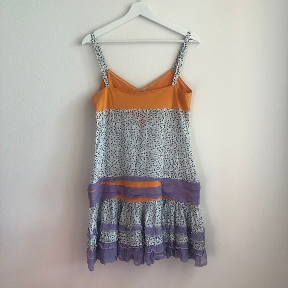 Savage Culture boho patchwork floral ruffle color block mini dress small - Picture 6 of 7